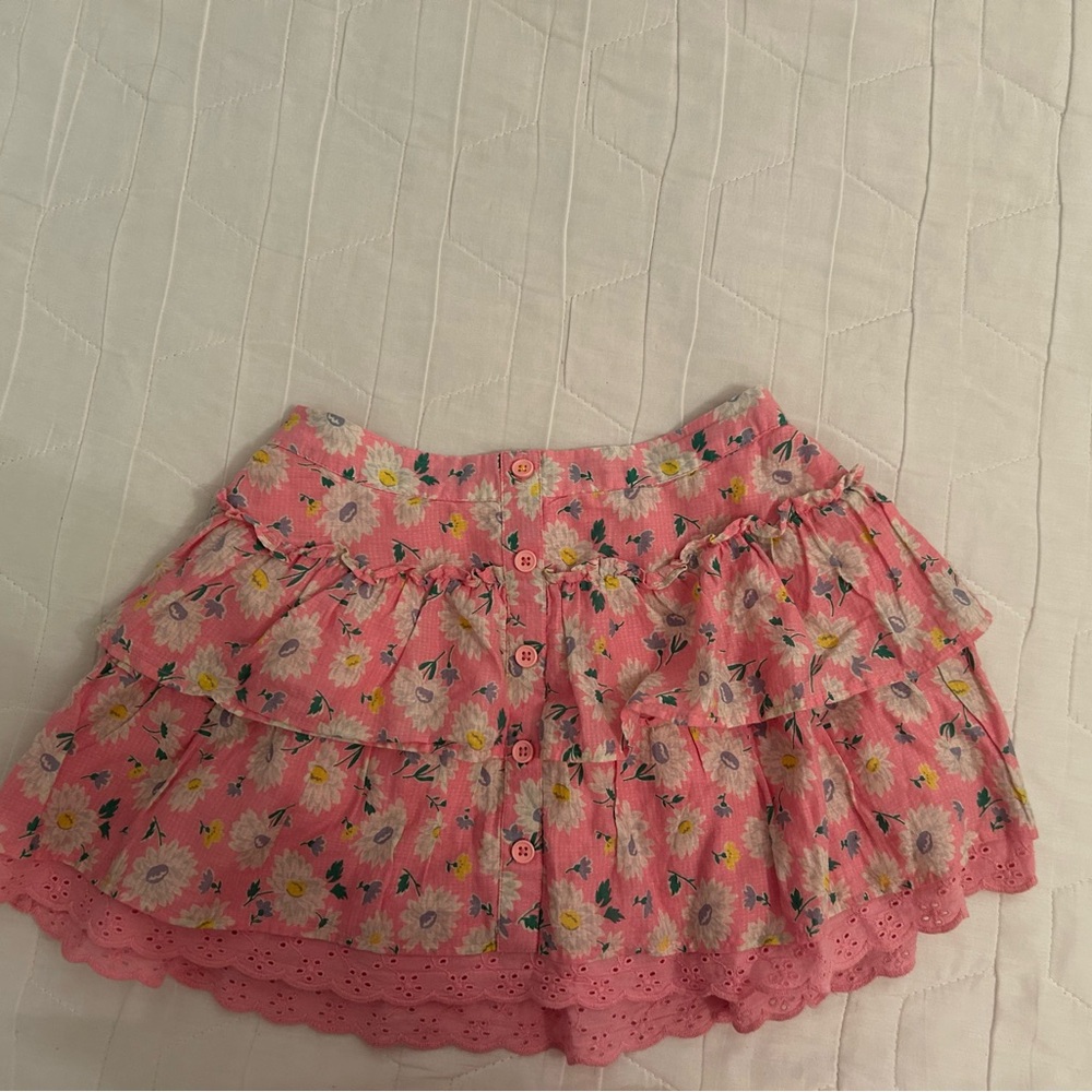 Floral Pink Ruffle Skirt